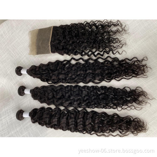 double drawn woman 4*4 lace closure wholesale raw vendors virgin human with lace frontal bundles brazilian hair